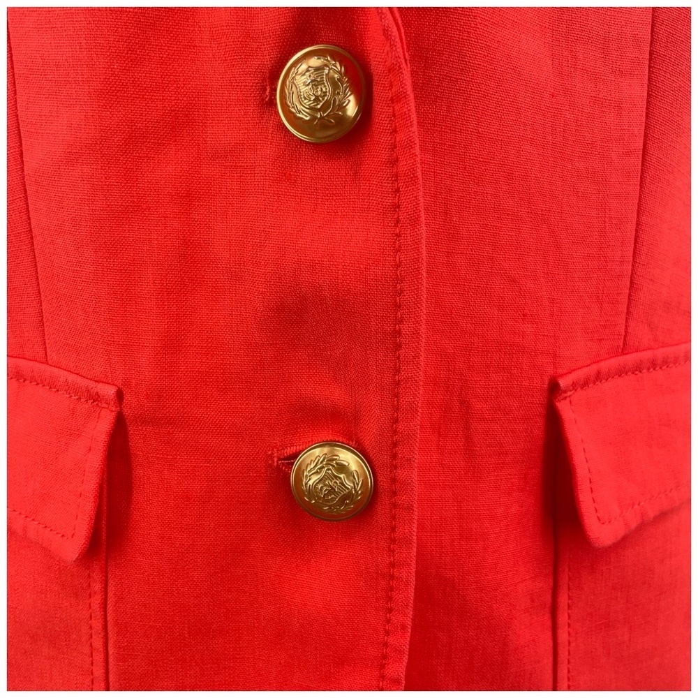 J Crew Womens Rhodes Linen Blazer with Gold Buttons, Bright Coral, Size 6 - Picture 6 of 10